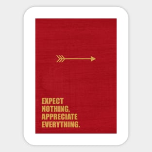 Expect nothing, Appreciate everything ! Business Quotes Sticker